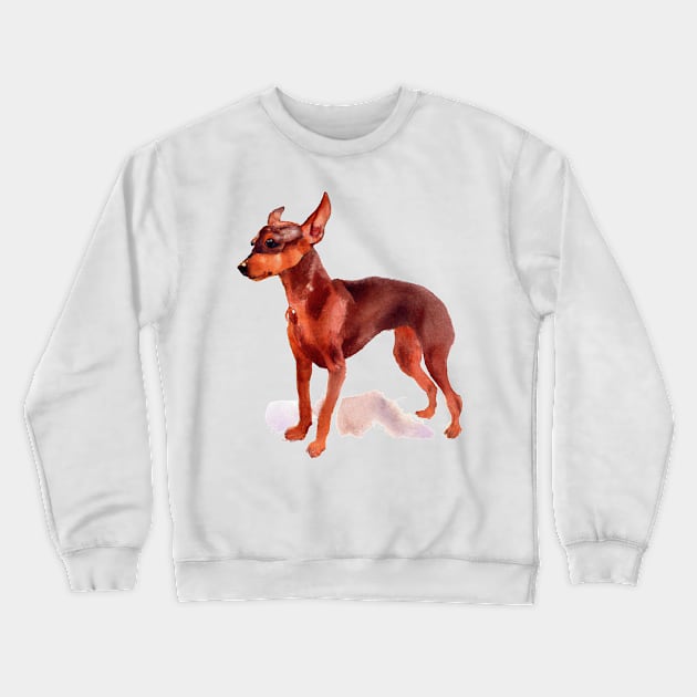 Watercolor Miniature Pinscher - Dog Lovers Crewneck Sweatshirt by Edd Paint Something